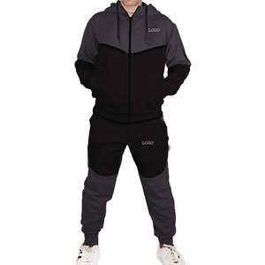 Ensembles de survêtements en tissu polyester pour hommes, ensembles de survêtements à panneaux coupés et cousus, fermeture à glissière avant pour hommes, vestes en polyester noir revêtement réfléchissant - Product Image 5
