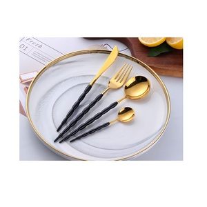 Couverts de mariage en acier inoxydable de qualité supérieure, plaqués or avec poignée design, ensemble cuillère et fourchette sûr et sain - Product Image 1