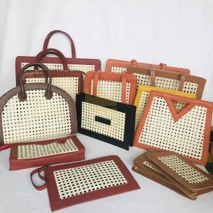 Fait à la main de haute qualité Vintage rotin en cuir véritable femmes sac dame sac à main avec sangle de canne - Product Image 2