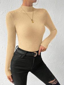 Camiseta Casual de Cuello Alto y Manga Larga, Tejido de Punto de Algodón y Elastano, Transpirable, de Secado Rápido y Antiarrugas - Product Image 2