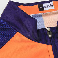 Maillot de cyclisme pour homme à manches courtes, motif à carreaux orange et bleu, léger, personnalisé, respirant, grande taille, tissu en maille, sport