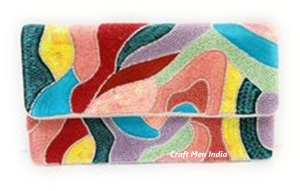 Summer Floral Beaded Clutch for Women for Party and Wedding Multicolor <b>Handbag</b> with Cotton Lining and Zipper Closure - Product Image 4