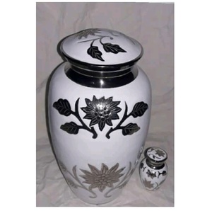 Urne funéraire en métal décorative de qualité supérieure, bleue, avec gravure de rose, fabrication directe en usine, OEM, urne funéraire pour adulte, urne funéraire en vrac. - Product Image 4