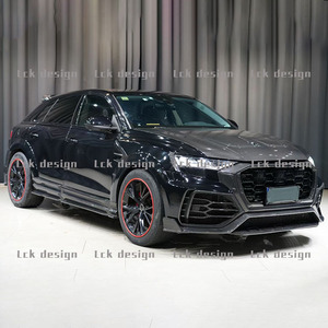 Nouveaux kits de carrosserie auto <span class=keywords><strong>Audi</strong></span> Q8 RSQ8 (fibre de verre + fibre de carbone) MS diffuseur de capot moteur pare-chocs avant/arrière-apprêt noir/carbone brillant - Product Image 4