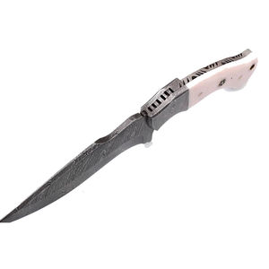 Cuchillo Skinner de Acero de Damasco Hecho a Mano Burraq, Mango de Madera, Funda de Cuero, para Camping, Caza, Bricolaje, OEM, ODM, Regalo Perfecto para Padre - Product Image 2