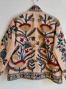 Chaqueta Suzani de Lona de Algodón Hecha a Mano, Abrigo Boho Bordado, Ropa Exterior Tribal Vintage para Mujer, Chaquetas Bordadas de Lona de Algodón - Product Image 4