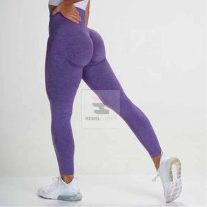 Pantalones de gimnasio de cintura alta personalizados para mujer, mallas de punto para Yoga y Fitness, material tejido - Product Image 5