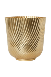 กระถางโลหะสีทองสลักลายบั้งพร้อมพื้นผิวสำหรับต้นไม้ในร่มและของตกแต่งบ้านที่ทันสมัย - Product Image 3