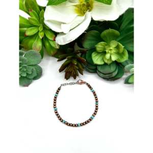 Navajo Handmade Fashion Cuff <b>Bracelet</b> Strung Kingman Turquoise & <b>Copper</b> Link Made with Expert Craftsmanship - Product Image 1