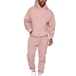 Sudadera deportiva de algodón de talla grande para hombre, Sudadera ligera de invierno rosa para gimnasio, sudaderas con capucha de lana lisa, chándales a prueba de viento, conjunto de ropa - Product Image 6
