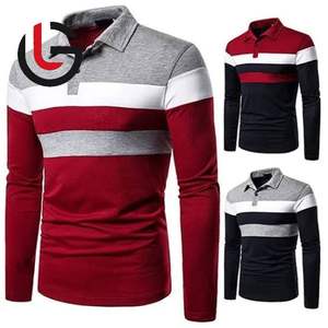 Personalizado 100% algodón orgánico Spandex tela completa manga larga Jersey más tamaño Casual liso impreso Golf para Polo camiseta para hombres - Product Image 1