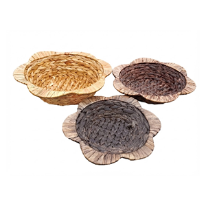 Handicraft Water Hyacinth <b>Storage</b> <b>Basket</b>, Scalloped Round Bowl Elegant Design For Bathroom Organizing Wholesale From Vietnam - Product Image 2