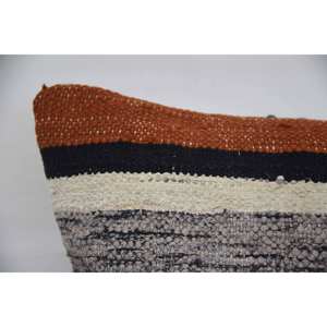 Almohada tejida de lana multicolor Kilim Patchwork de 16x24 pulgadas con patrón vintage - Product Image 2