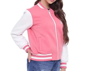 Chaqueta universitaria recortada de calidad superior para mujer, Letterman de béisbol de cuero y lana de manga larga para procesamiento crudo de invierno - Product Image 6