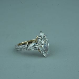 Anillo de diamante cultivado en laboratorio Premium 3Ct corte Marquesa VS1 IGI SGL certificado Oro rosa oro plata compromiso boda joyería proveedor - Product Image 4