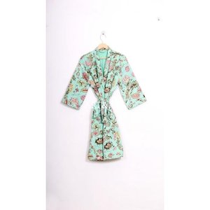 Nouvelle arrivée été, peignoir pour femme en coton 100% Kantha, fait main, respirant, doux, col en V, imprimé fruits - Product Image 5