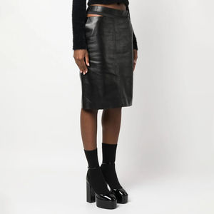 Best Design Wholesale Price Leather <b>Skirts</b> <b>for</b> Women / High Waist Solid Color Slim Fitted Women Leather Made <b>Summer</b> <b>Skirt</b> - Product Image 3