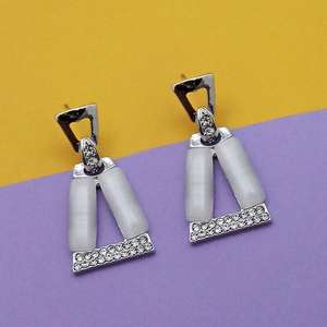Kriaa Silver Plated Resin and Austrian Stone <b>Dangle</b> <b>Earrings</b> <b>Fine</b> 1313675 Cuff Jewelry - Product Image 1