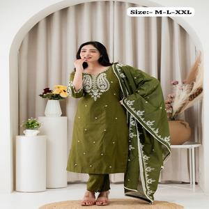 Nuevo y Moderno Conjunto de Kurti de Seda Tradicional India Gadwal con Bordado y Lentejuelas para Mujer, Venta al por Mayor, En Stock, India - Product Image 1