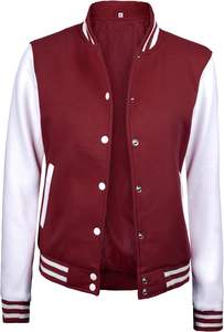 Maroon & White Letterman <b>Jacket</b> <b>Women</b> Varsity <b>Jackets</b> <b>for</b> <b>Womens</b> Highschool Baseball Bomber Lightweight Trendy by Style Boy & Co - Product Image 2