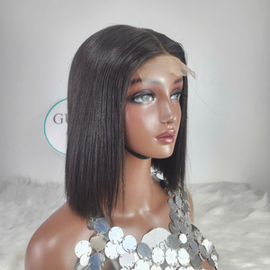 Vendeur brut 12 pouces vietnamien cheveux humains Bob perruques os droit vierge cheveux naturels produits pour les femmes noires Transparent - Product Image 3
