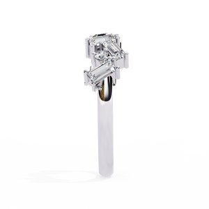 Baguette y anillo de oro en zigzag redondo/banda de media eternidad anillo apilable banda de aniversario/delicado anillo de oro Baguette delicado - Product Image 4