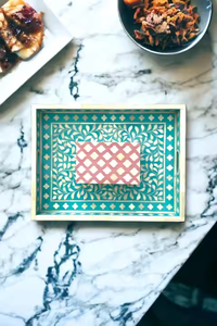 Bandeja con incrustaciones de hueso de resorte con 2025 madre de perla bandeja de servicio de alta calidad para decoración de cocina hogar restaurante y almacenamiento de Hotel - Product Image 5