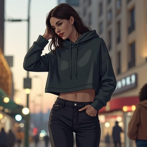 Sudadera Corta con Hombros Caídos, Forro Polar de Poliéster/Nylon, Larga, Impermeable, Transpirable, para Invierno, OEM/ODM, Marca Privada - Product Image 5