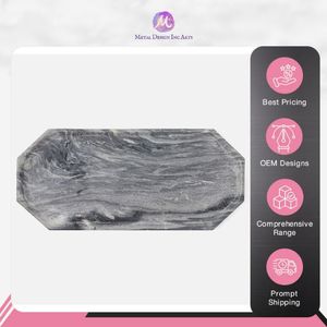 ถาดเสิร์ฟหินอ่อนสีเทาสำหรับตกแต่งเครื่องใช้บนโต๊ะอาหารทำมือสำหรับบ้านโรงแรมและร้านอาหาร - Product Image 5
