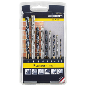 Set di 9 punte da trapano Alpen HSS/Widia - Product Image 1