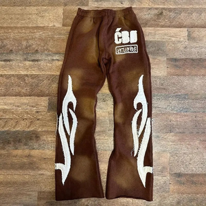 Pantalon de survêtement évasé empilé personnalisé pour hommes de qualité supérieure en coton éponge unisexe Joggers ensemble de pantalon de survêtement pantalon slim pour femmes - Product Image 4