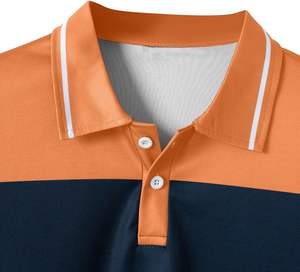 Tela de lona transpirable para Polo personalizada para hombre con patrón sólido de acabado de primera calidad y bordado personalizado - Product Image 2