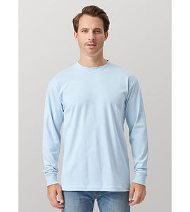 T-shirt imprimé de logo personnalisé pour hommes, col rond, manches longues, T-shirt uni 100% coton vierge pour hommes - Product Image 1