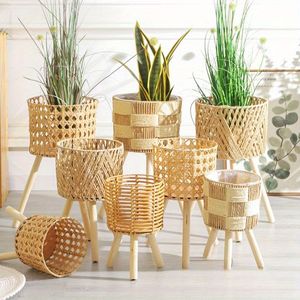 Jardinières décoratives faites à la main en rotin tissé fer Design personnalisé Pots de fleurs intérieurs et extérieurs Jardinières faites à la main - Product Image 4