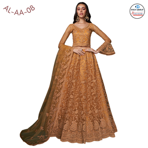 Superbe Blouse Traditionnelle Indienne et Pakistanaise en Tissu Filet, Soie et Satin, avec Magnifique Broderie Cordonnée et Découpes, et Dupatta Lourd pour Soirée - Product Image 2