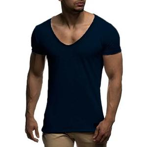 Nueva llegada cuello en V profundo Slim Fit hombres camiseta Casual verano manga corta Top MY070 Camisetas Hombre camiseta fina - Product Image 6