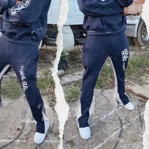 Pantalon de survêtement évasé en éponge française imprimé délavé personnalisé de haute qualité pour hommes Fabricant OEM Streetwear évasé empilé en coton - Product Image 4