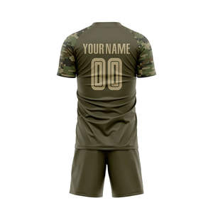 Custom Made Sublimated Breathable Plain Soccer Uniform for <b>Men</b> Latest Design Olive <b>Green</b> Color Slim Fit polyester Soccer Jersey - Product Image 3