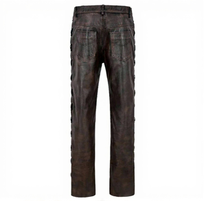 กางเกงลำลองผู้ชาย WEAVEON รุ่นใหม่ ทรงตรง เอวกลาง แต่งเชือกผูก หนัง PU ซิปหน้า เหมาะสำหรับฤดูหนาว - Product Image 3