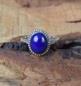 Blue Lapis Lazuli Ring 925 Sterling <b>Silver</b> Oval Gemstone Handmade Jewelry Women September Birthstone Gift - Product Image 5