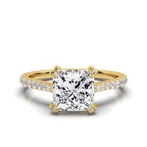 Anillo de compromiso de oro sólido de 14K y 18K hecho a mano, banda de aniversario de Boda nupcial personalizada de estilo clásico con diamante para mujer - Product Image 1