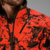 Veste personnalisée de conception de camouflage orange sauvage pour les hommes OEM Service tendance Veste de chasse en polyester de haute qualité