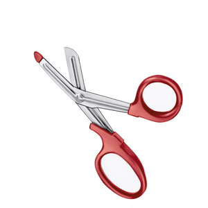 Medial Primeros auxilios Acero inoxidable Trauma Vendaje Tijeras Mango de plástico rojo DIY Tijeras de utilidad multiusos - Product Image 1