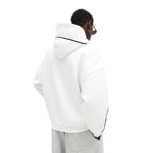 Whole Sales New Fashion Cotton Terry Eco-Friendly Men's Contrast Piping Embroidery Oversize <b>Hoodie</b> Ribbed Cuff Pullover <b>Hoodie</b> - Product Image 2