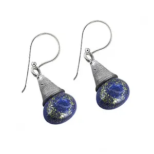 Boucles d'oreilles pendantes pour femmes avec pierres précieuses en argent et lapis-lazuli - Product Image 1