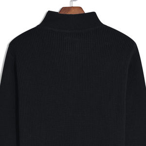 Venta al por mayor 100% algodón negro liso medio cremallera suéter personalizable invierno traje antiarrugas transpirable propiedades sólido - Product Image 5