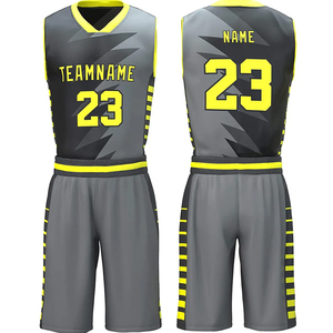 Uniformes de baloncesto personalizados para hombre, impresión por sublimación completa, conjuntos de UNIFORMES DE EQUIPO de baloncesto de Color negro y dorado - Product Image 2