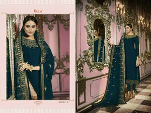 Top Class Best Quality Muslim Women Special Faux Georgette Fabric Round Neck Embroidery Special Occasion Salwar Kameez <b>For</b> <b>Sale</b> - Product Image 3