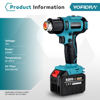 1000W sans fil avec 6 vitesses, affichage de la température LED, 18V DIY pour batterie Makita