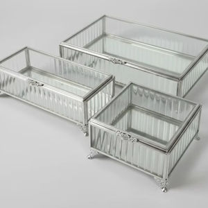 Modern Luxury Square <b>Glass</b> Jewelry Organizer <b>Box</b> with Brass Antique Metal Options for Gifting - Product Image 1